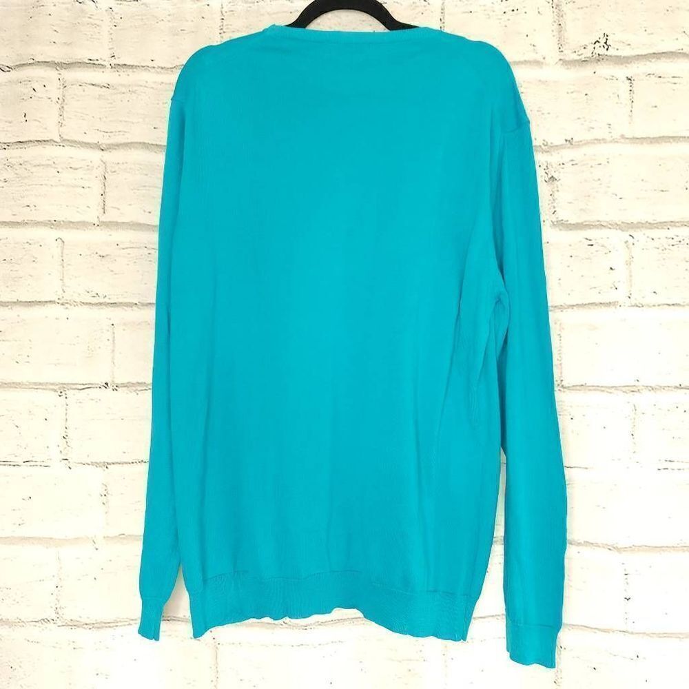 Daniele Fiesoli Crewneck Pullover Long Sleeve Cotton Sweater Blue Green Teal XL - Picture 5 of 11